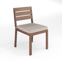 Martha Stewart - Bedford All-Weather Stacking Patio Side Dining Chair with Seat Cushion - Brown