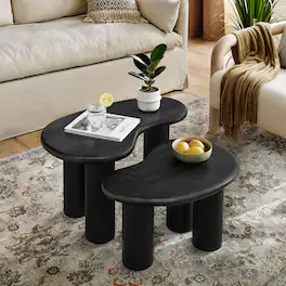 Hackney Mango Wood Nesting Coffee Table Set by Modway - Black