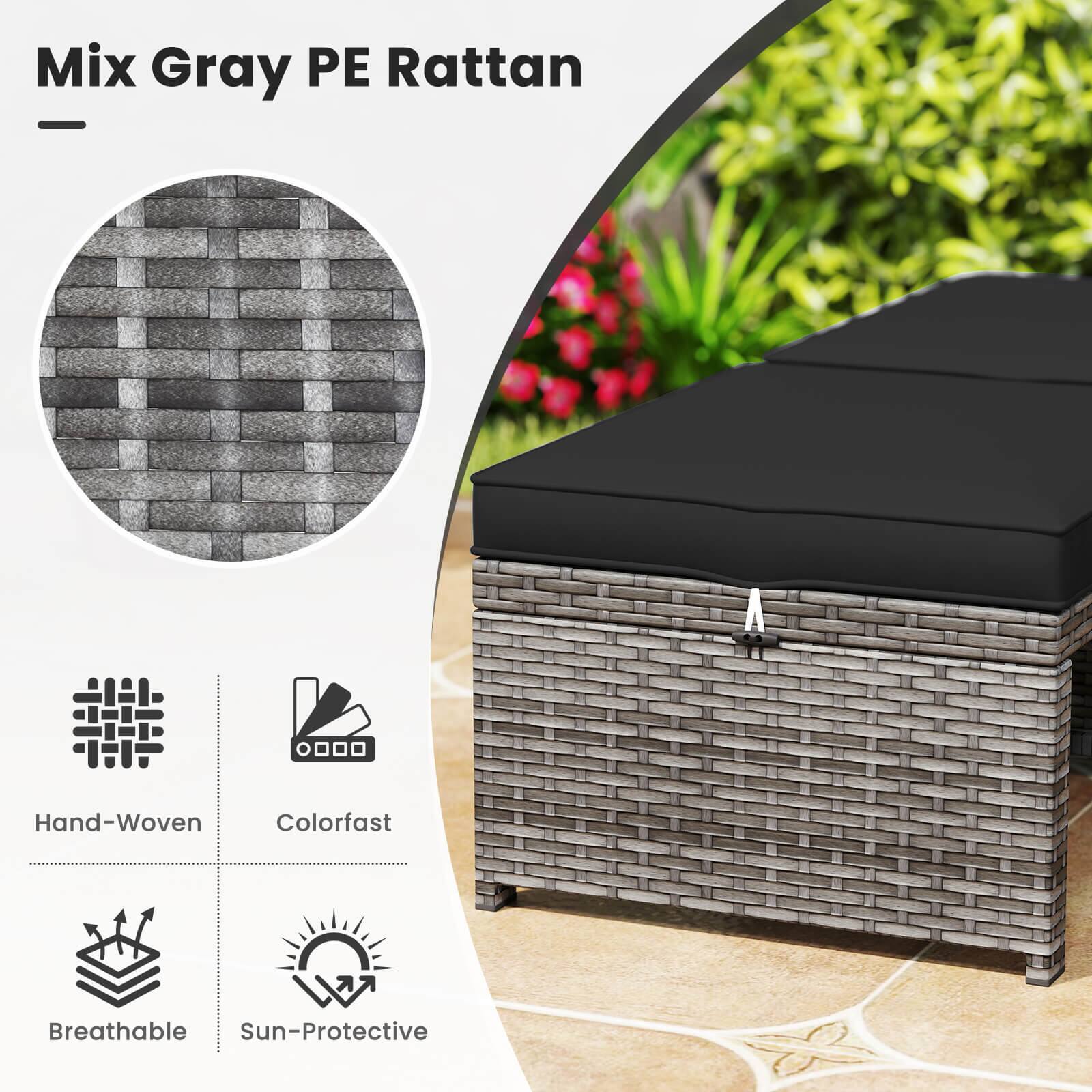 Mix Gray PE Rattan - Hand-Woven - Colorfast - Breathable - Sun-Protective