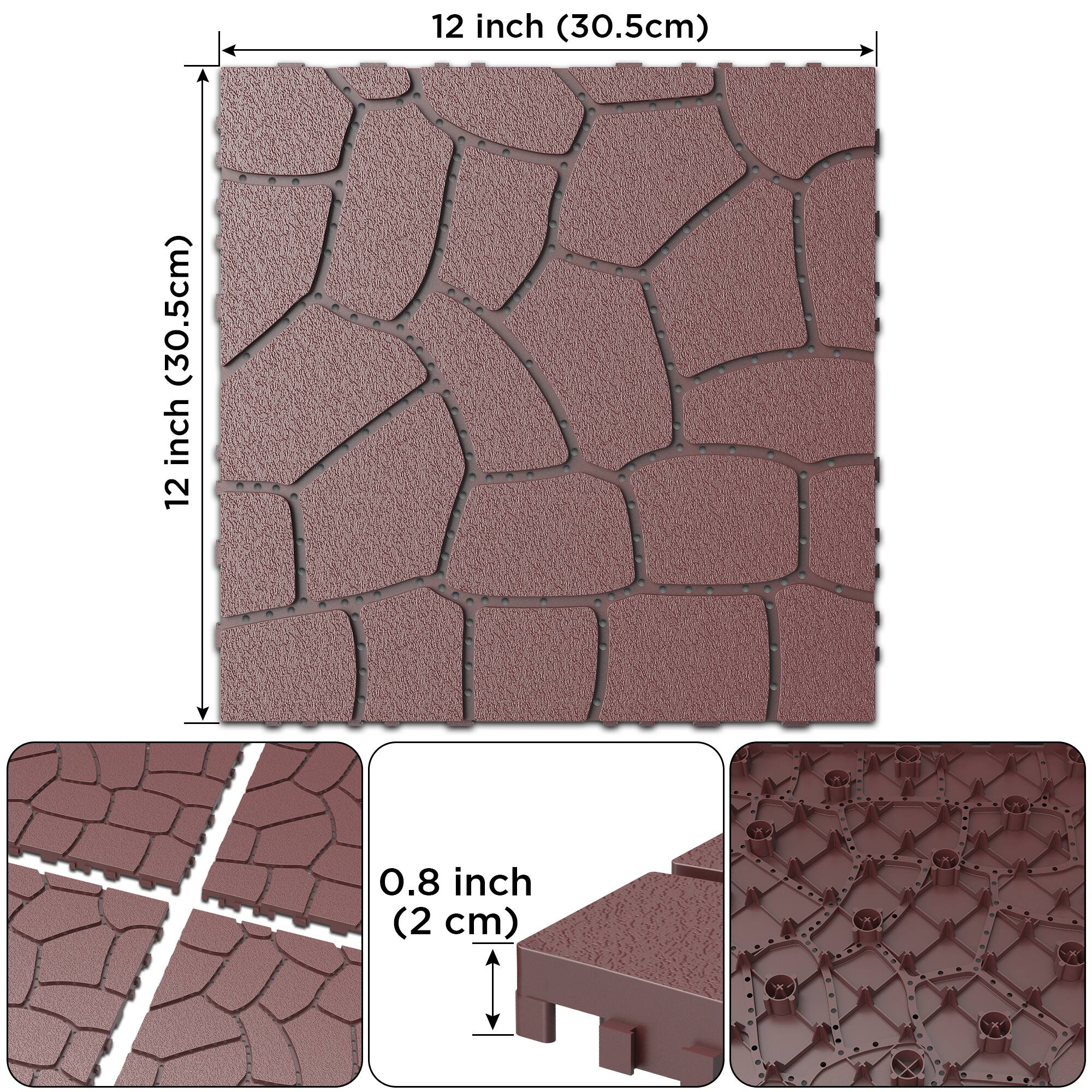 12 inch (30.5 cm) x 12 inch (30.5 cm)  
0.8 inch (2 cm)