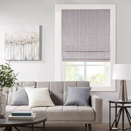 BreeBe - Basketweave Room Darkening Cordless Roman Shade - Gray