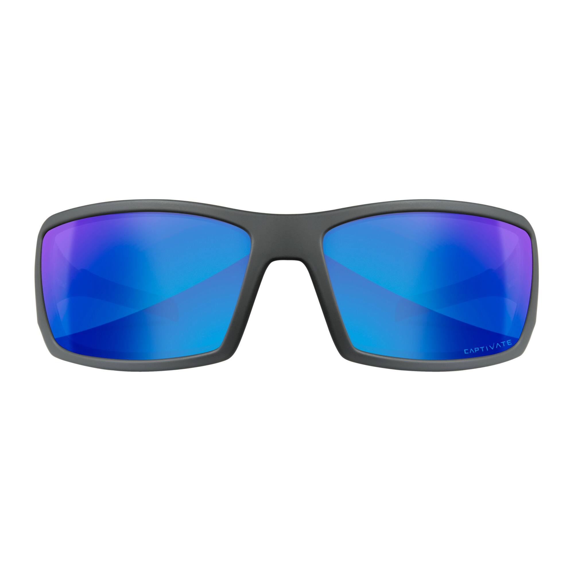 Front. Wiley X - Wiley-X WX Twisted Sunglasses (Polarized Blue Mirror Lens, Matte Gray Frame) - Blue.