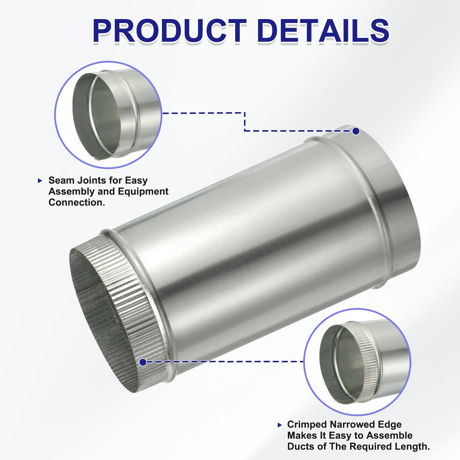 PRODUCT DETAILS

- Seam Joints for Easy Assembly and Equipment Connection.
- Crimped Narrowed Edge Makes It Easy to Assemble Ducts of the Required Length.