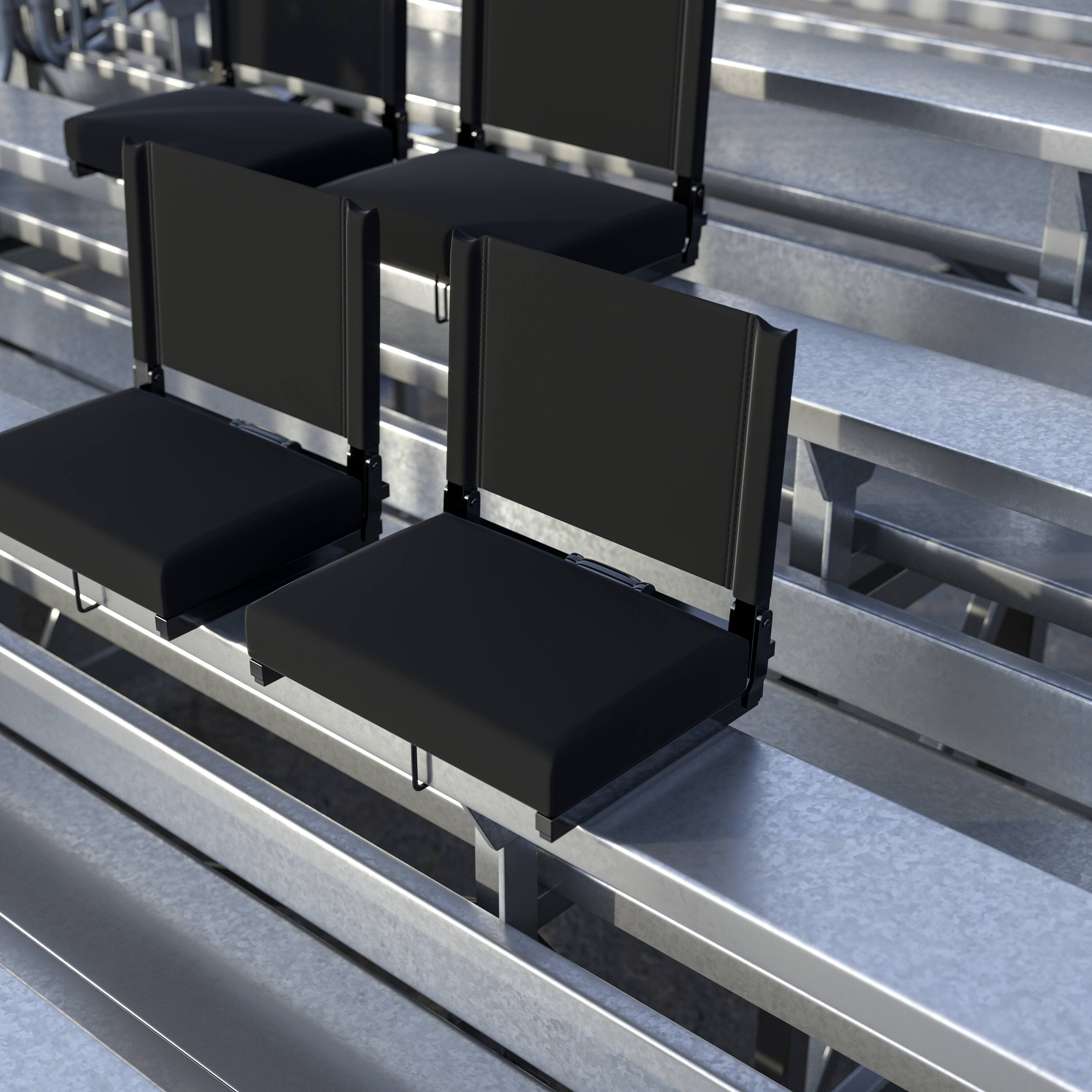 Alt View 2. Emma + Oliver - Set of 2 500 lb. Rated Lightweight Stadium Chair with Ultra-Padded Seat - Black.