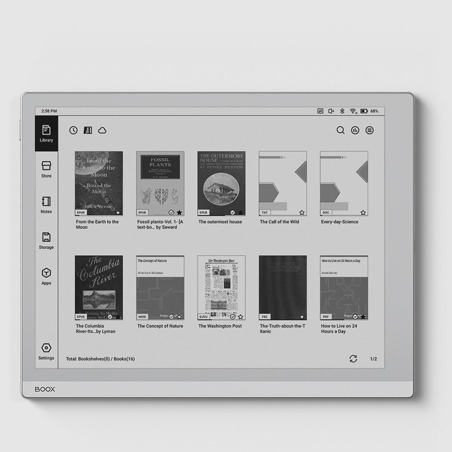 The image shows a collection of books displayed on a tablet or computer screen. The books are arranged in a grid, with each book occupying a square. The books are of various sizes and orientations, creating a visually interesting display. The collection includes a mix of different genres and topics, showcasing the diverse interests of the owner or the library. The tablet or computer screen serves as a convenient platform to access and browse through these books, making it easy to find and read the desired content.
