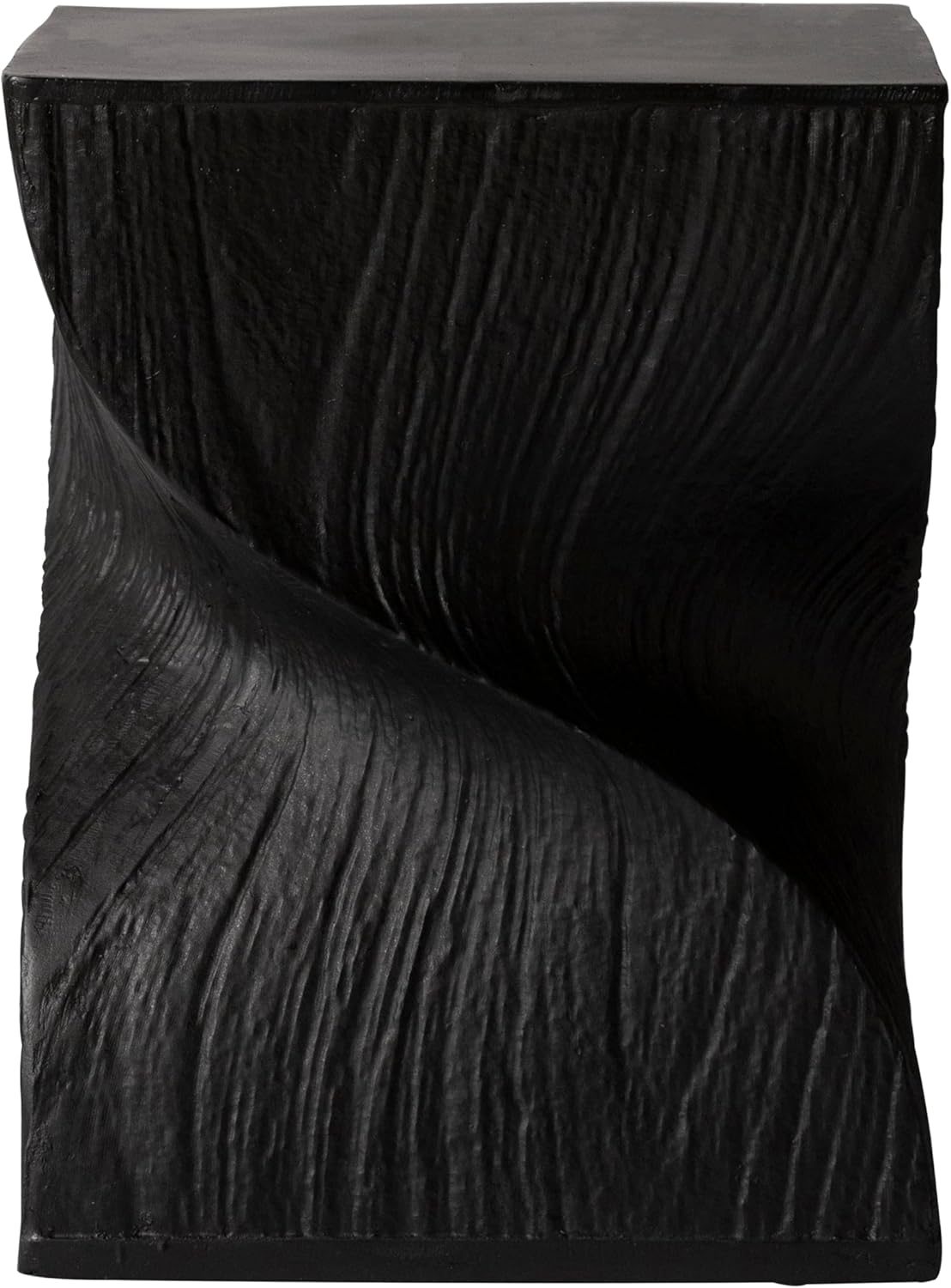 Alt View 2. LeisureMod - Onyx Twisted Fiberstone Side Table, Square Modern Accent Table with Bark Texture - Indoor/Outdoor - Black.