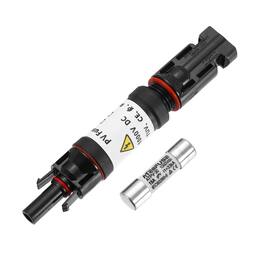 Unique Bargains - 1Set 15A Solar Fuse Holder Inline 1000V IP67 Waterproof Male/Female Connector with Fuse for PV System - Black