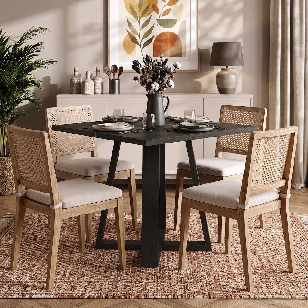 Alt View 1. Tribesigns - LITTLE TREE 31.5" Dining Table, Square Dining Table, Kitchen Table, Black - Black.