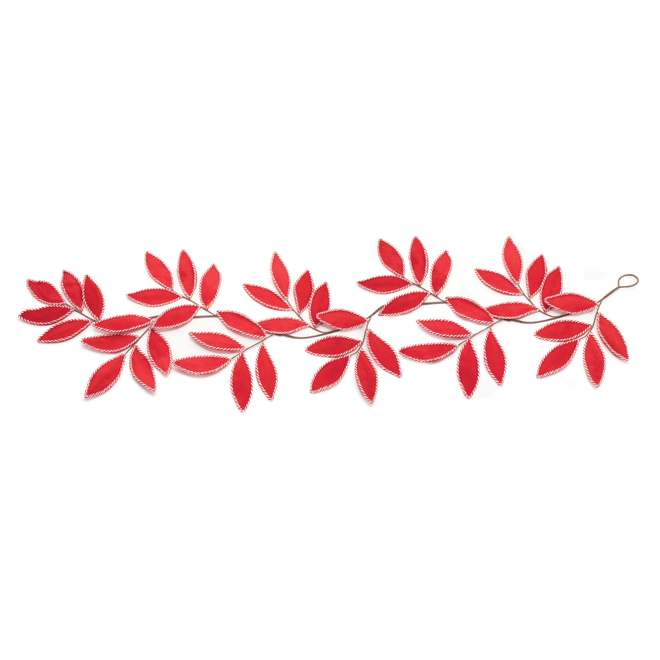 Angle. BreeBe - Fabric Leaf Garland (Set of 2) - Red, White.