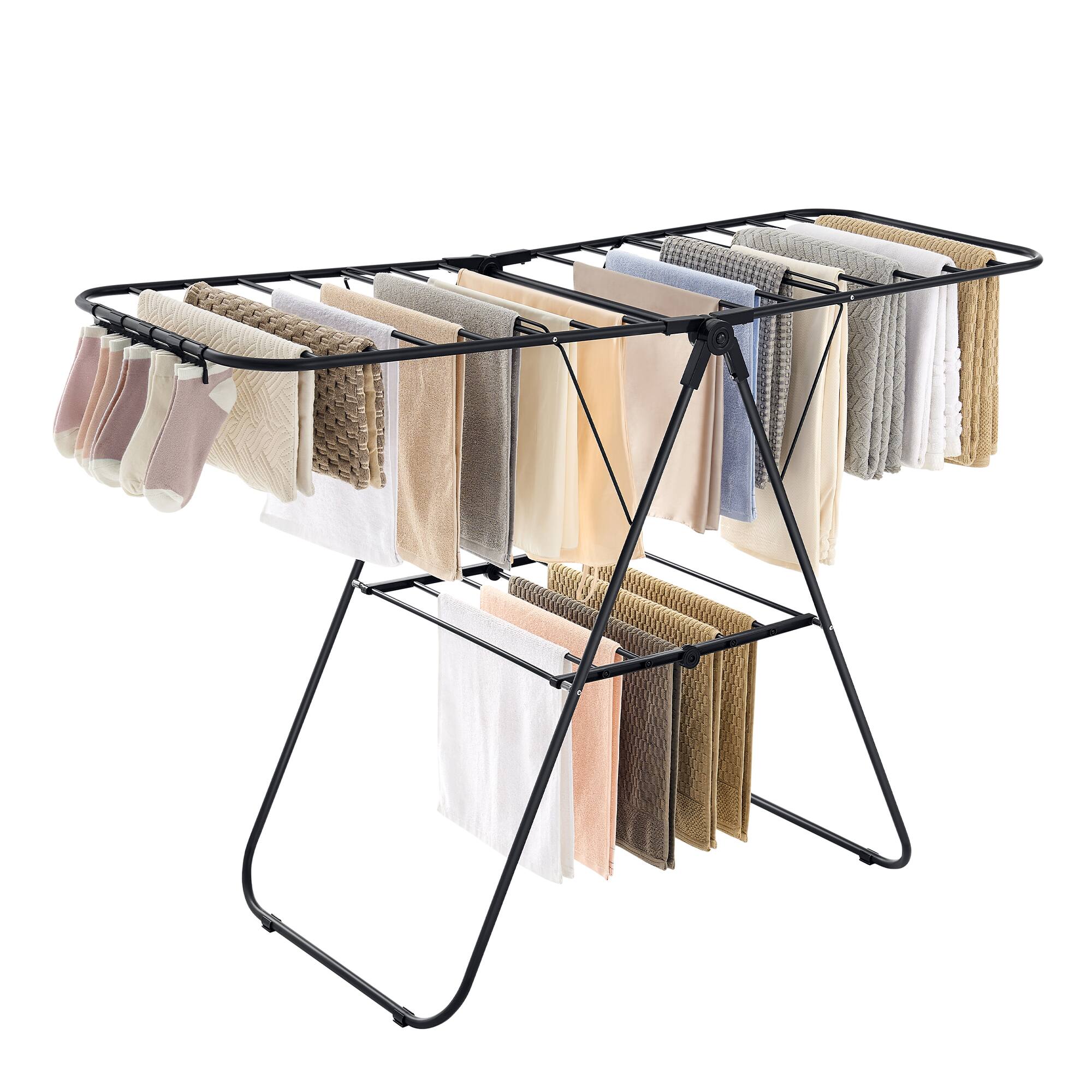 Front. Songmics Home - Clothes Drying Rack, Laundry Rack, Free-Standing Indoor Airer, 21.7 x 58.3 x 39.4 Inches - Black.