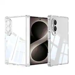 Dteck - for Samsung Galaxy Z Fold8 Magnetic Hinge Protection Case,Glossy Acrylic Back Cover,Slim Flat Shockproof Shell - Clear
