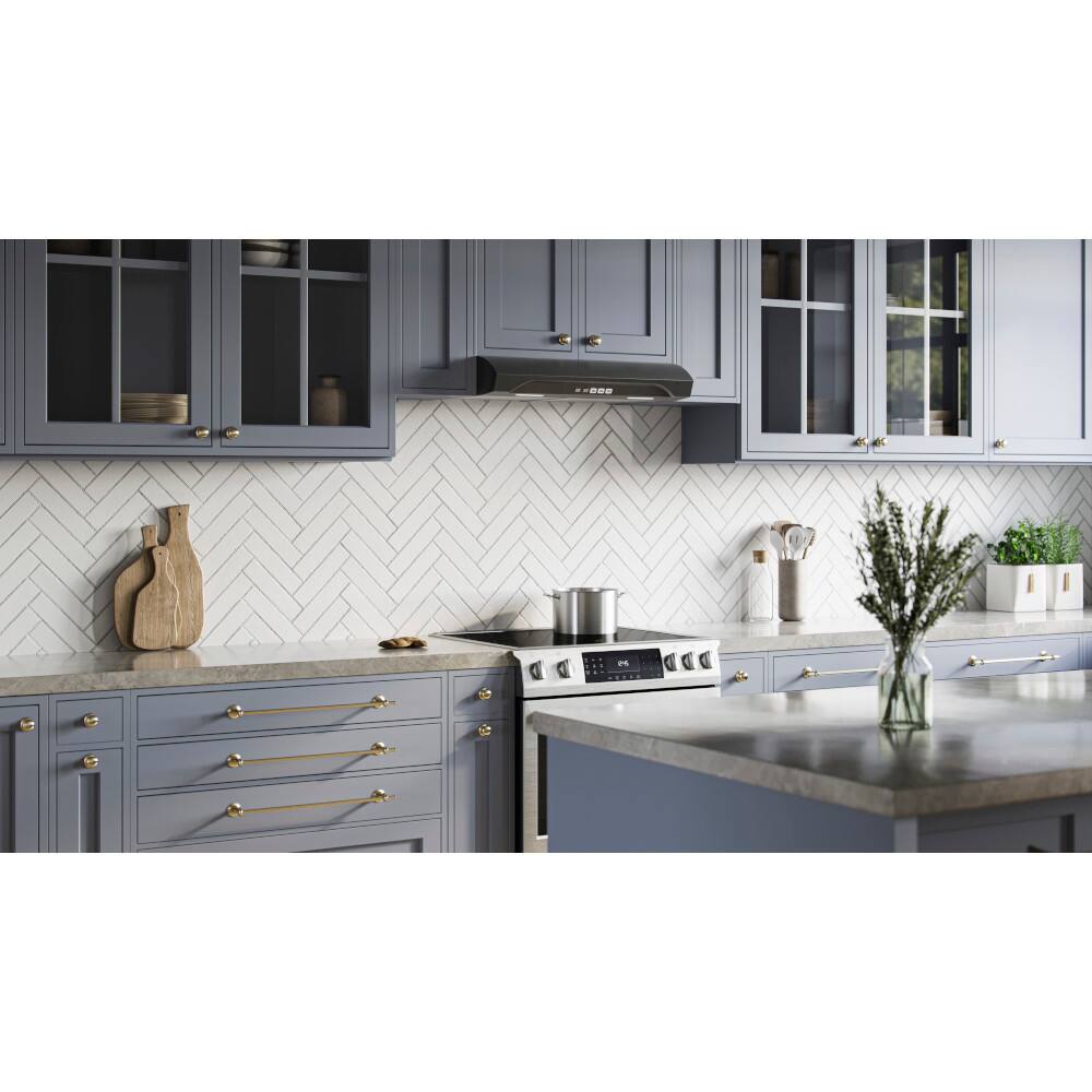 Alt View 9. Broan - Alta 30-Inch 350 MAX Blower CFM 1.5 Sones Black Stainless Range Hood - Stainless Steel.