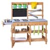 Front. VEVOR - Mud Kitchen, Outdoor Mud Kitchen for Kids, Wood Outdoor Play Kitchens with Stoves, Hooks, Sinks, Planting Shovels - Blue, Natural Fir.
