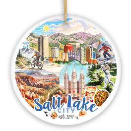 OrnamentallyYou - Artistic Salt Lake City Handcrafted Ceramic Ornament Vintage Utah Souvenir Gift and Christmas Tree - Multi-colored