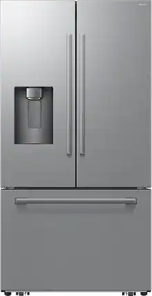 Front. Samsung - Bespoke AI 29 cu. ft. 3-Door French Door Refrigerator with Zero Clearance Fit & Sphere Ice™ - Stainless Steel.