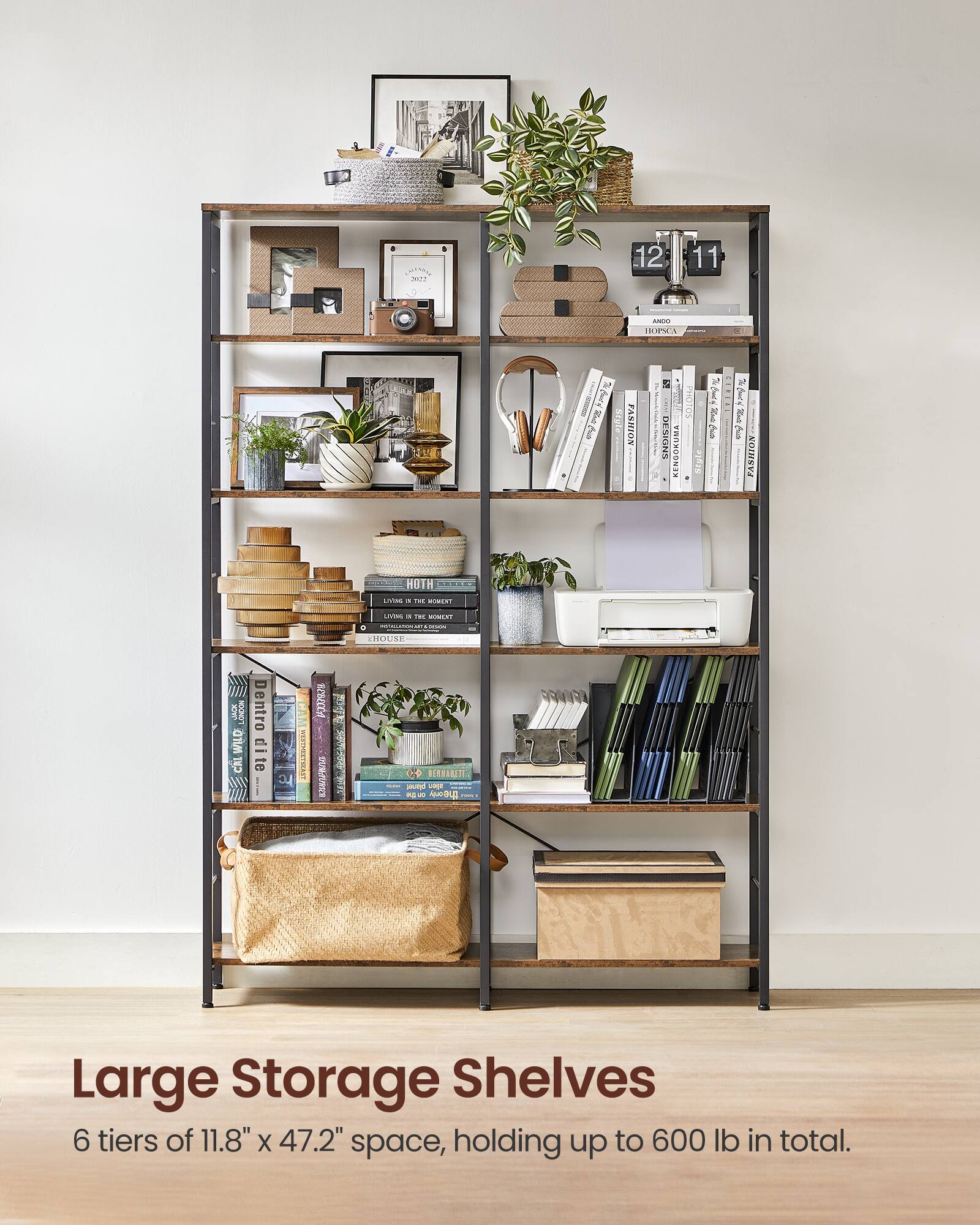 Large Storage Shelves

6 tiers of 11.8" x 47.2" space, holding up to 600 lb in total.