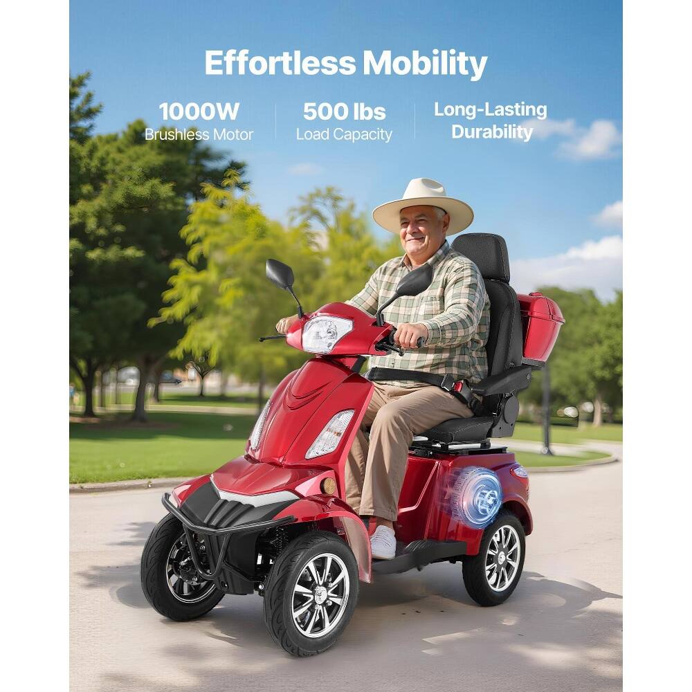 Effortless Mobility  
1000W Brushless Motor  
500 lbs Load Capacity  
Long-Lasting Durability
