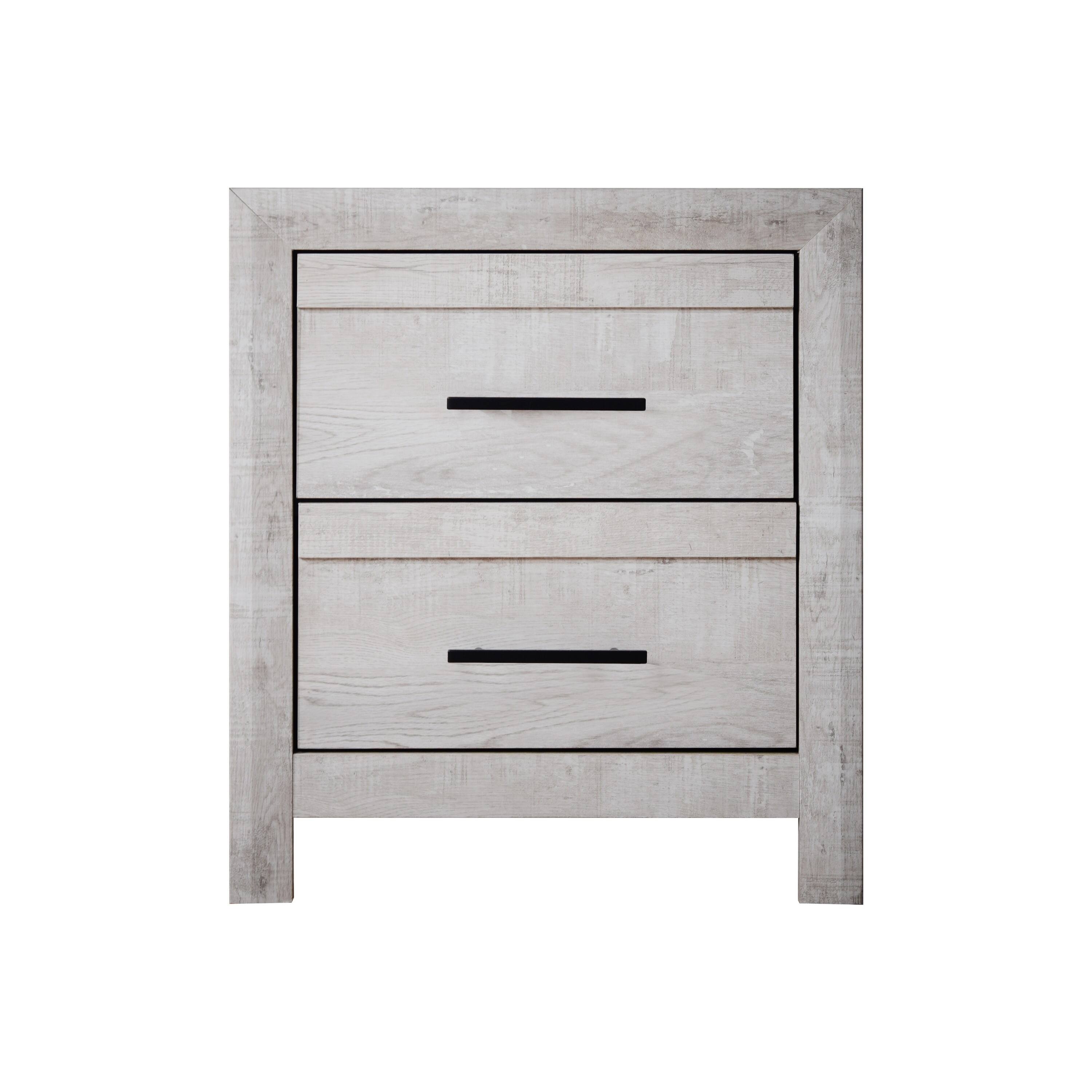 Angle. Manhattan Lane - Bisca Nightstand, 2 Drawers,  Handles, Light  Wood, 27 Inch - Gray, Black.