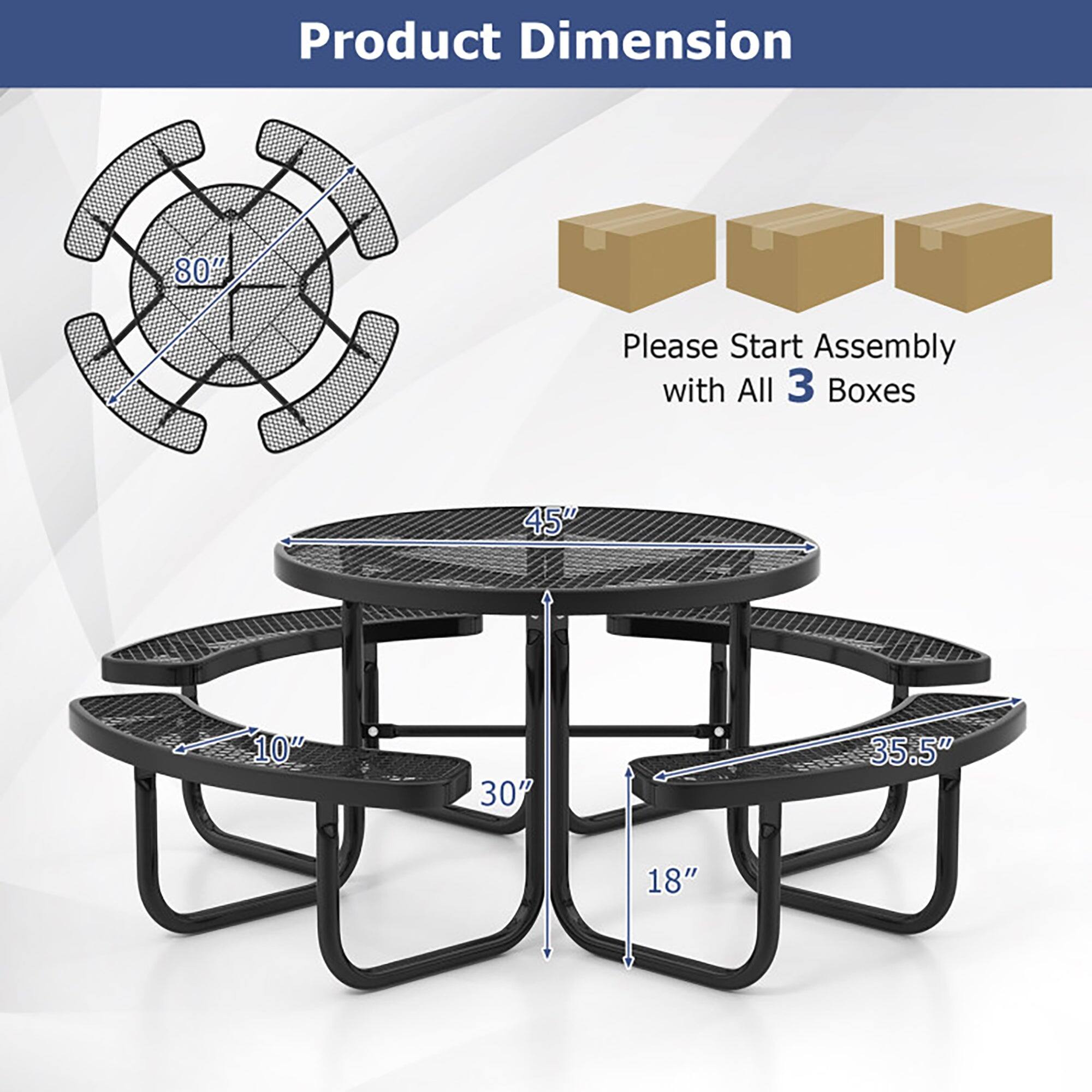 Product Dimension

Please Start Assembly with All 3 Boxes

45" 10" 30" 35.5" 18"