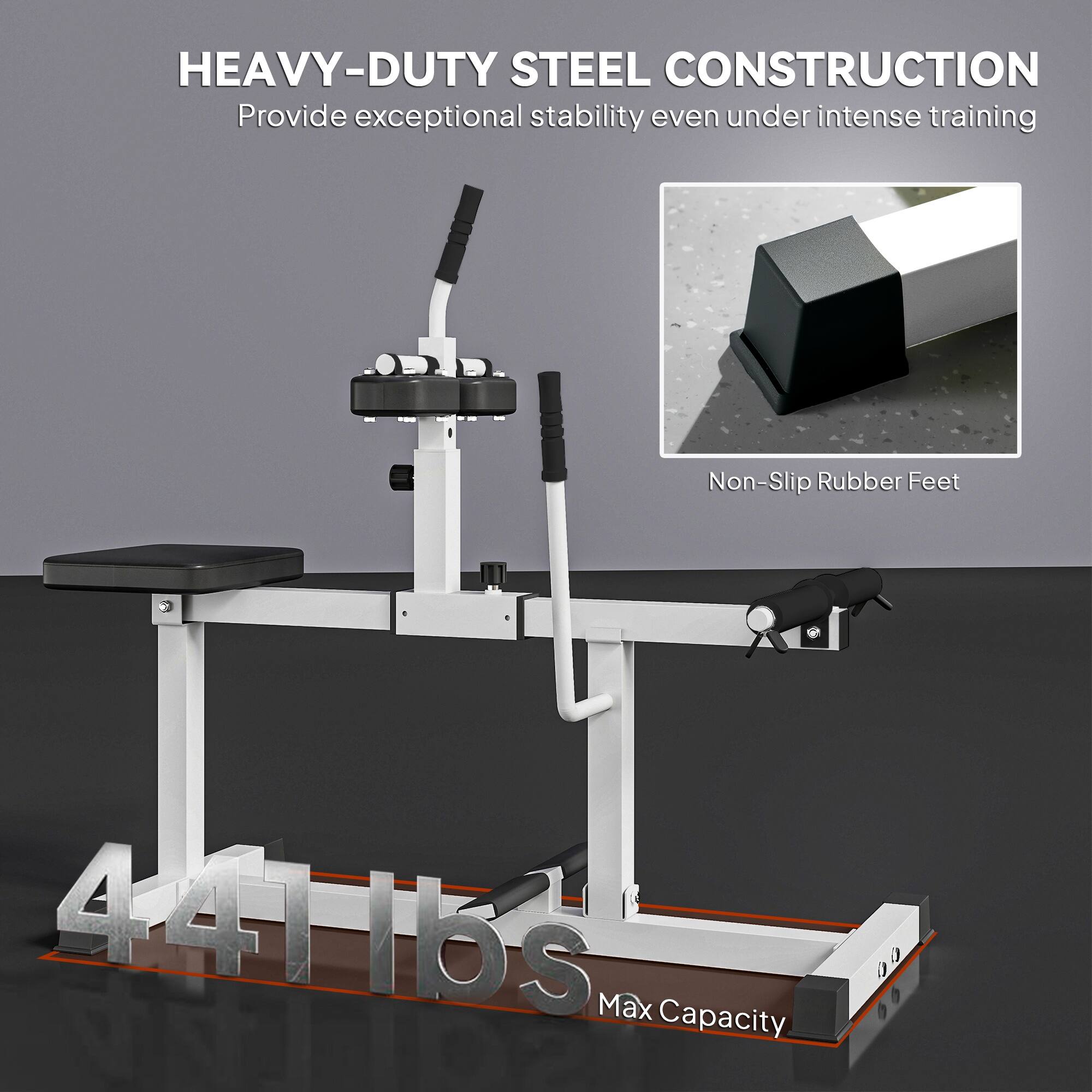 HEAVY-DUTY STEEL CONSTRUCTION  
Provide exceptional stability even under intense training  

Non-Slip Rubber Feet  

441 lbs Max Capacity