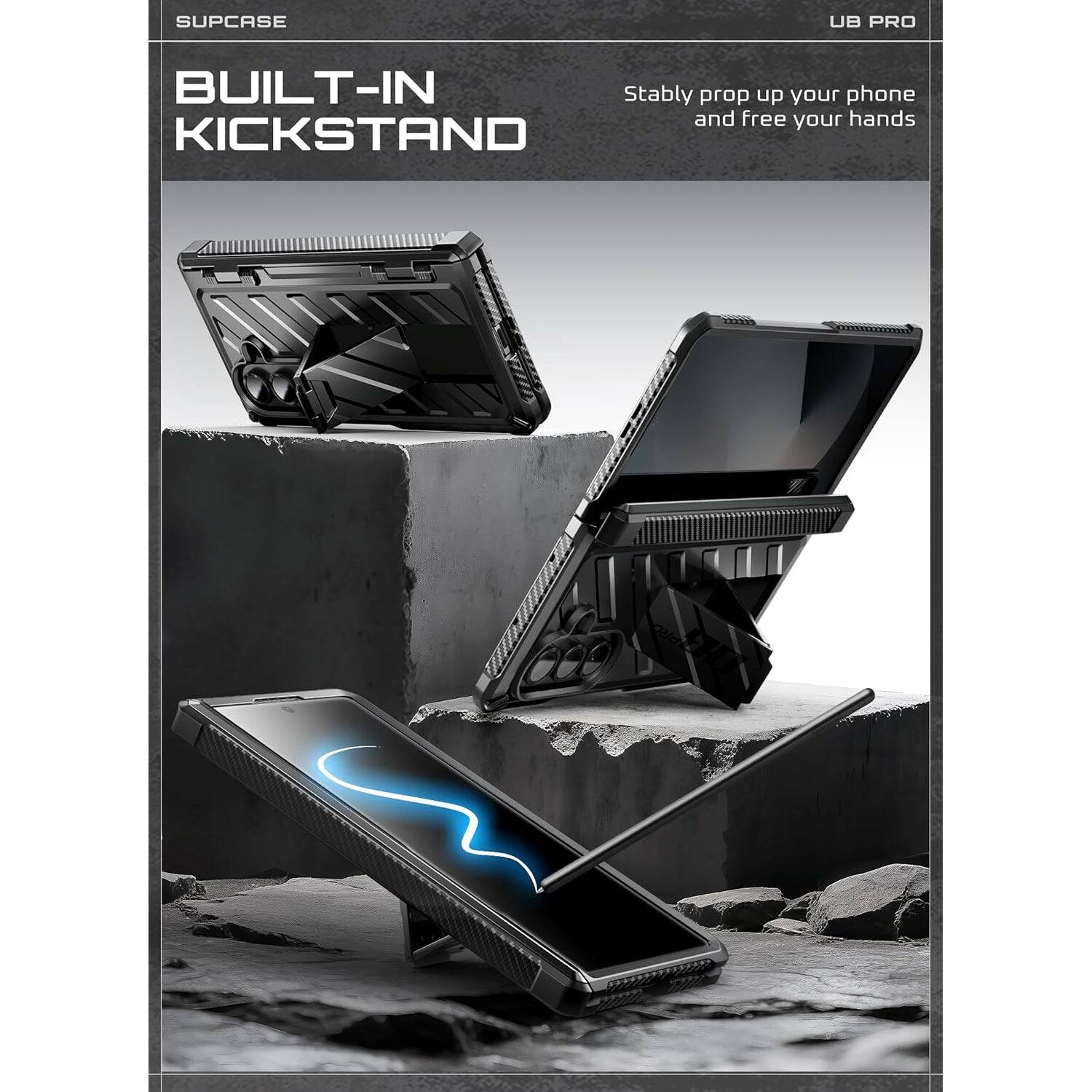 SUPCASE UB PRO BUILT-IN KICKSTAND Stably prop up your phone and free your hands