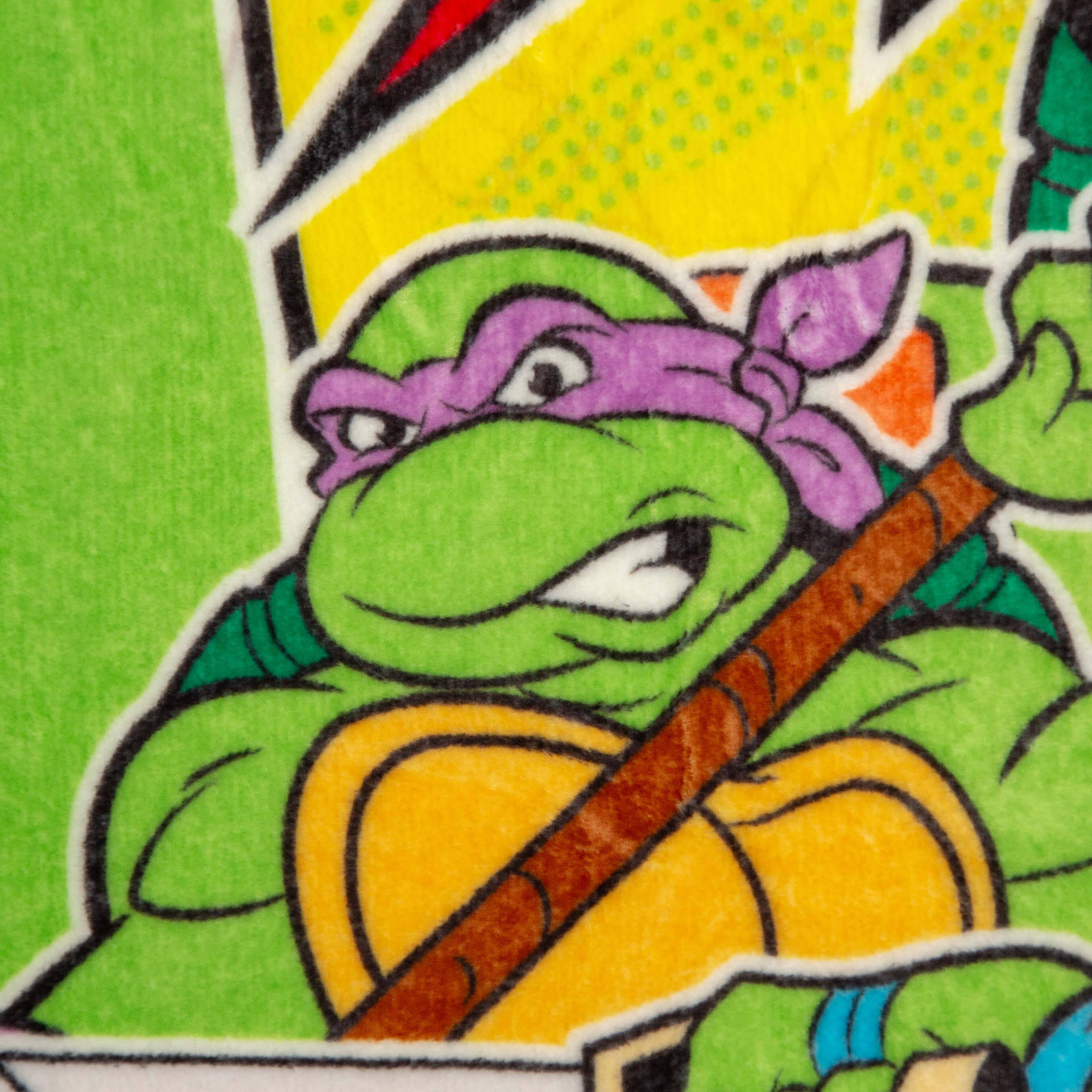 Alt View 1. Silver Buffalo - Teenage Mutant Ninja Turtles "Cowabunga" Fleece Throw Blanket | 50 x 60 Inches - Green.
