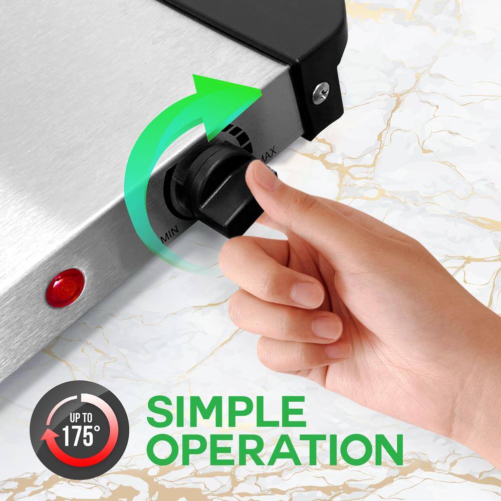 Sure, here is the corrected and grouped text from the image:

- "SIMPLE OPERATION"
- "UP TO 175°"
- "MIN" (on the dial)
- "MAX" (on the dial)