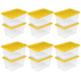 Sterilite - Industrial Storage Box with Carrying Handles, 27 Gal, Yellow, 12 Pack - Clear/Yellow Lily Lid