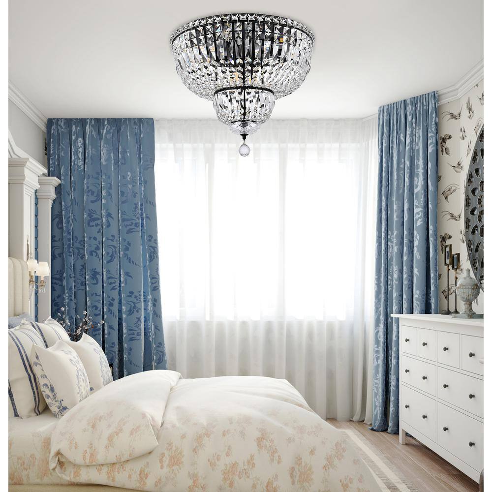Left. Elegant Lighting - Tranquil 20 inch black flush mount - Black And Clear.
