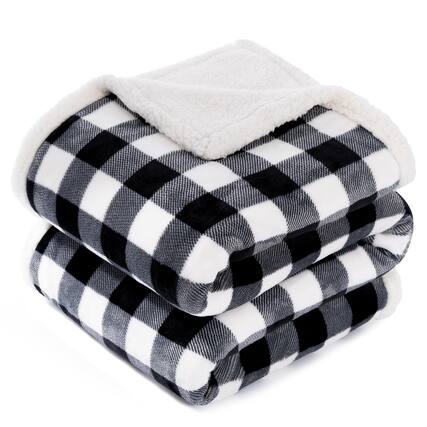 Front. NICHOLAS KLEIN - Christmas Sherpa Fleece Throw Blanket Super Soft Warm Plaid Plush Blankets And Throws Winter Cozy Fuzzy For... - Black Twin-60"x80".