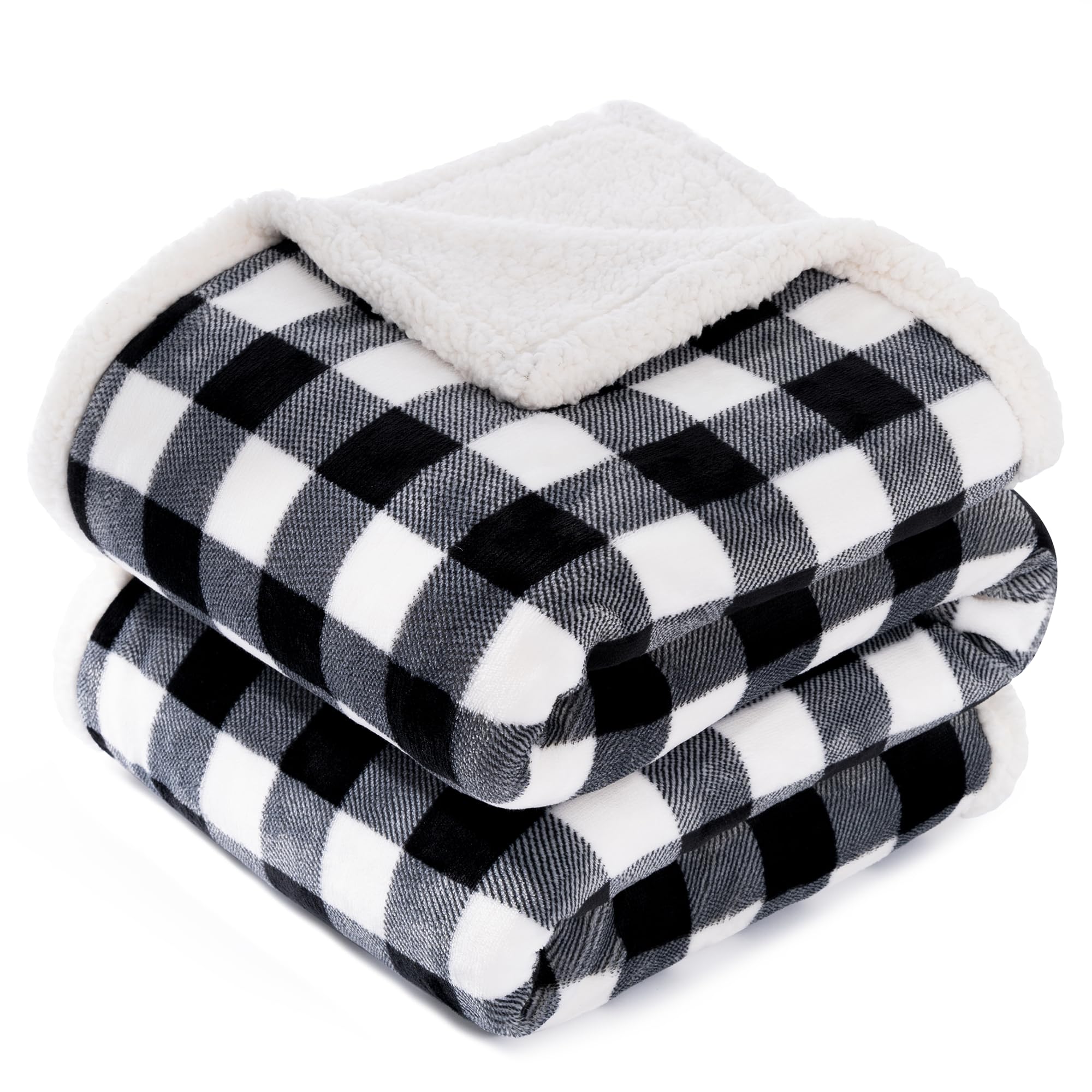 Front. NICHOLAS KLEIN - Christmas Sherpa Fleece Throw Blanket Super Soft Warm Plaid Plush Blankets And Throws Winter Cozy Fuzzy For... - Black Twin-60"x80".