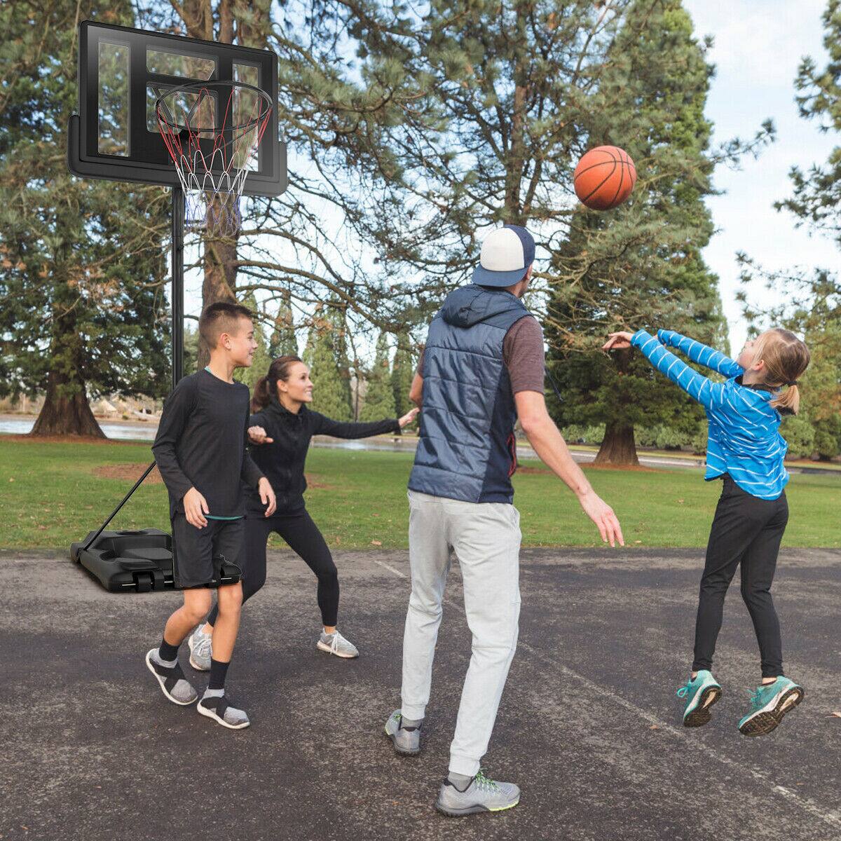 Alt View 3. Gymax - Gymax Height Adjustable Portable Basketball Hoop System Shatterproof Backboard Wheels - Black.
