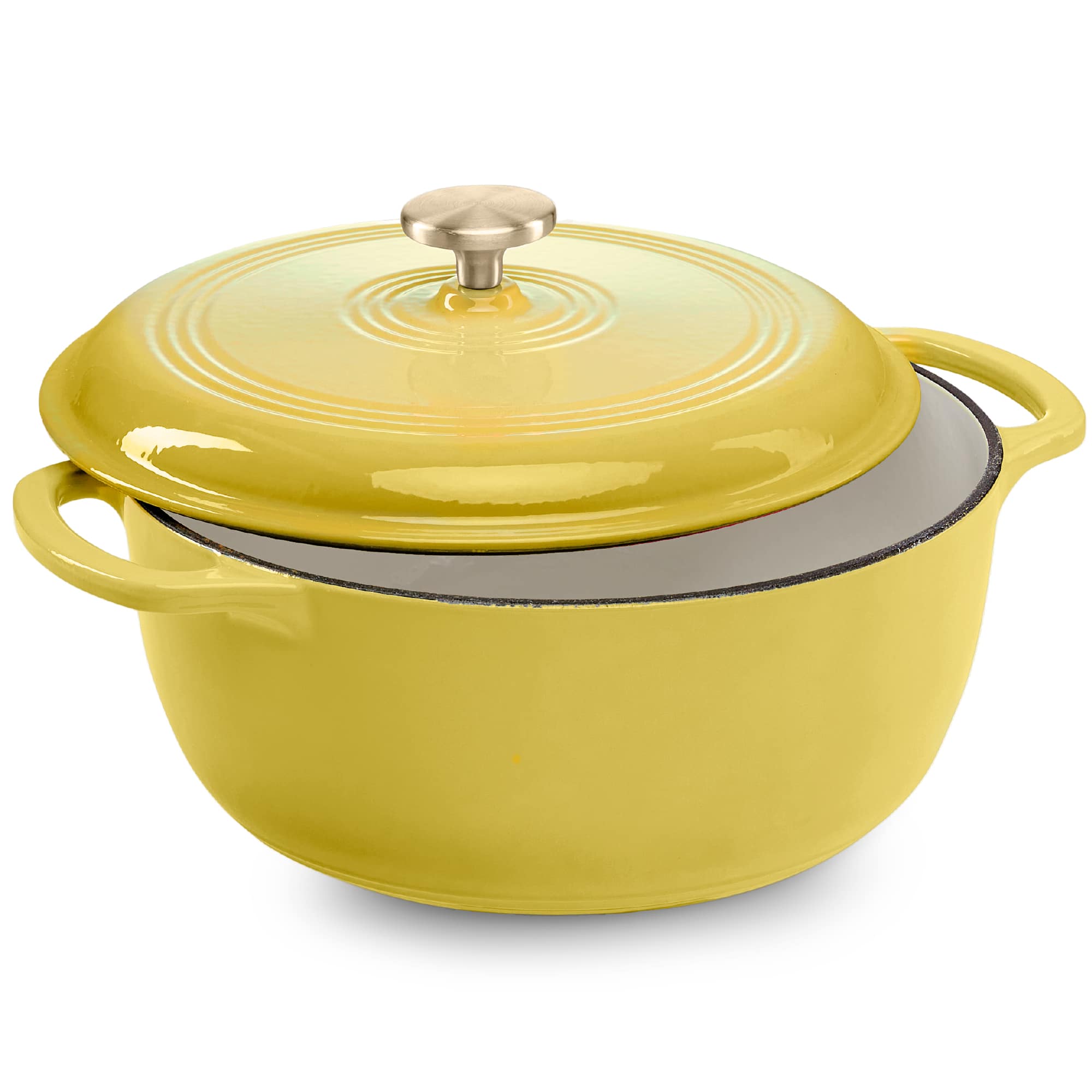 Front. Best Choice Products - Best Choice Products 7.5 Quart Enamel Cast-Iron Dutch Oven, Heavy-Duty Cookware w/ Dual Handles, Lid - Lemon Meringue - Lemon Meringue.