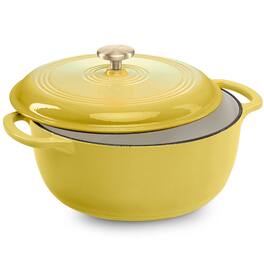 Best Choice Products - 7.5 Quart Enamel Cast-Iron Dutch Oven, Heavy-Duty Cookware w/ Dual Handles, Lid - Lemon Meringue