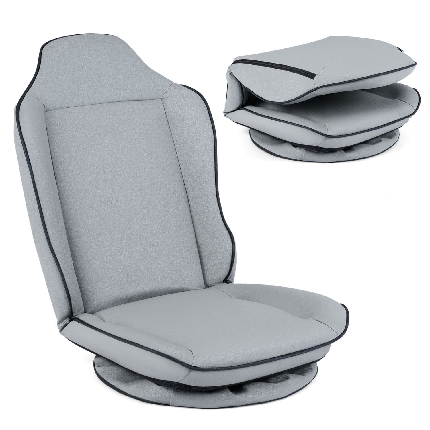 WELLFOR - 360° Swivel Floor Gaming Chair with 5-Level Adjustable Backrest - Gray