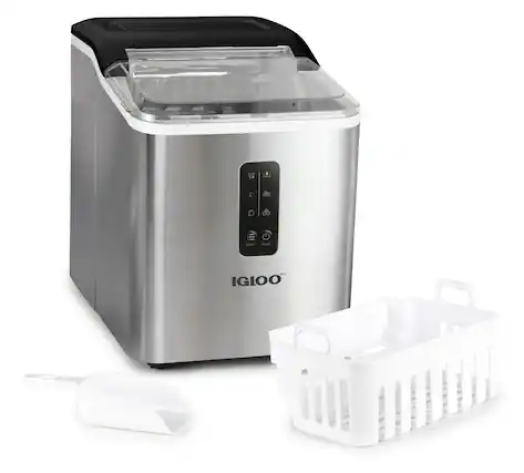 Front. Igloo - Automatic Self-Cleaning 26-lb. Ice Maker - Stainless Steel.