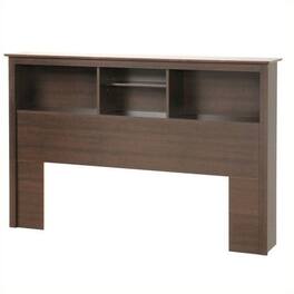 Hivvago - Full/Queen size Bookcase Storage Headboard in Espresso Wood Finish - Dark Brown
