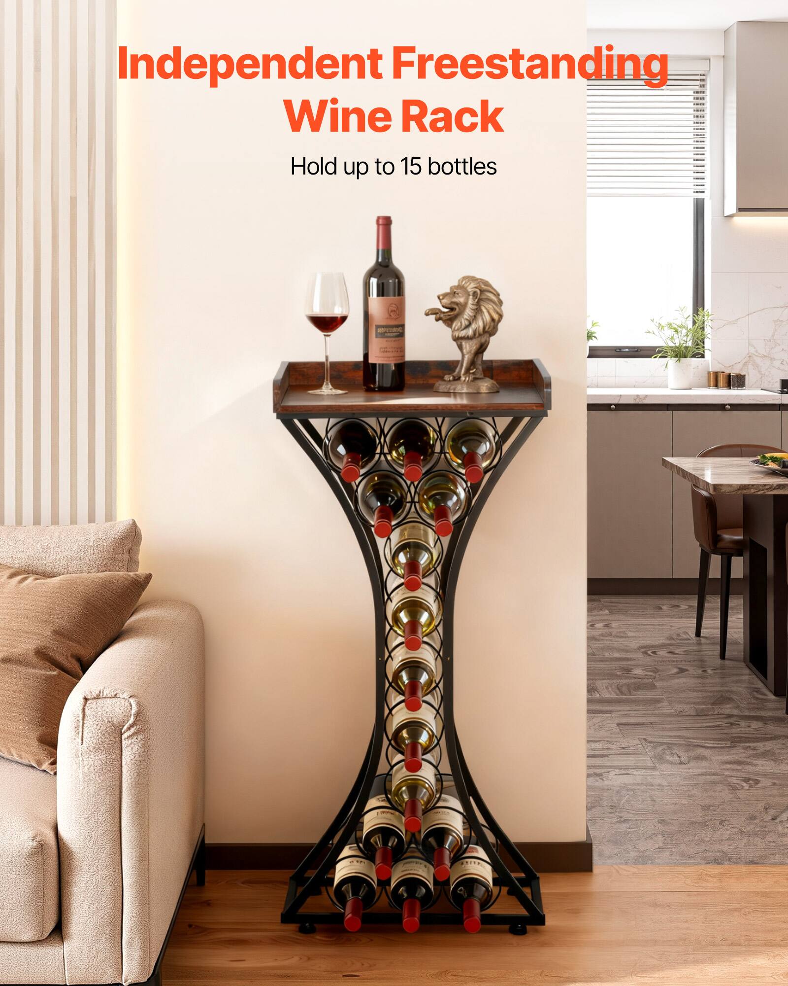 Independent Freestanding Wine Rack  
Hold up to 15 bottles