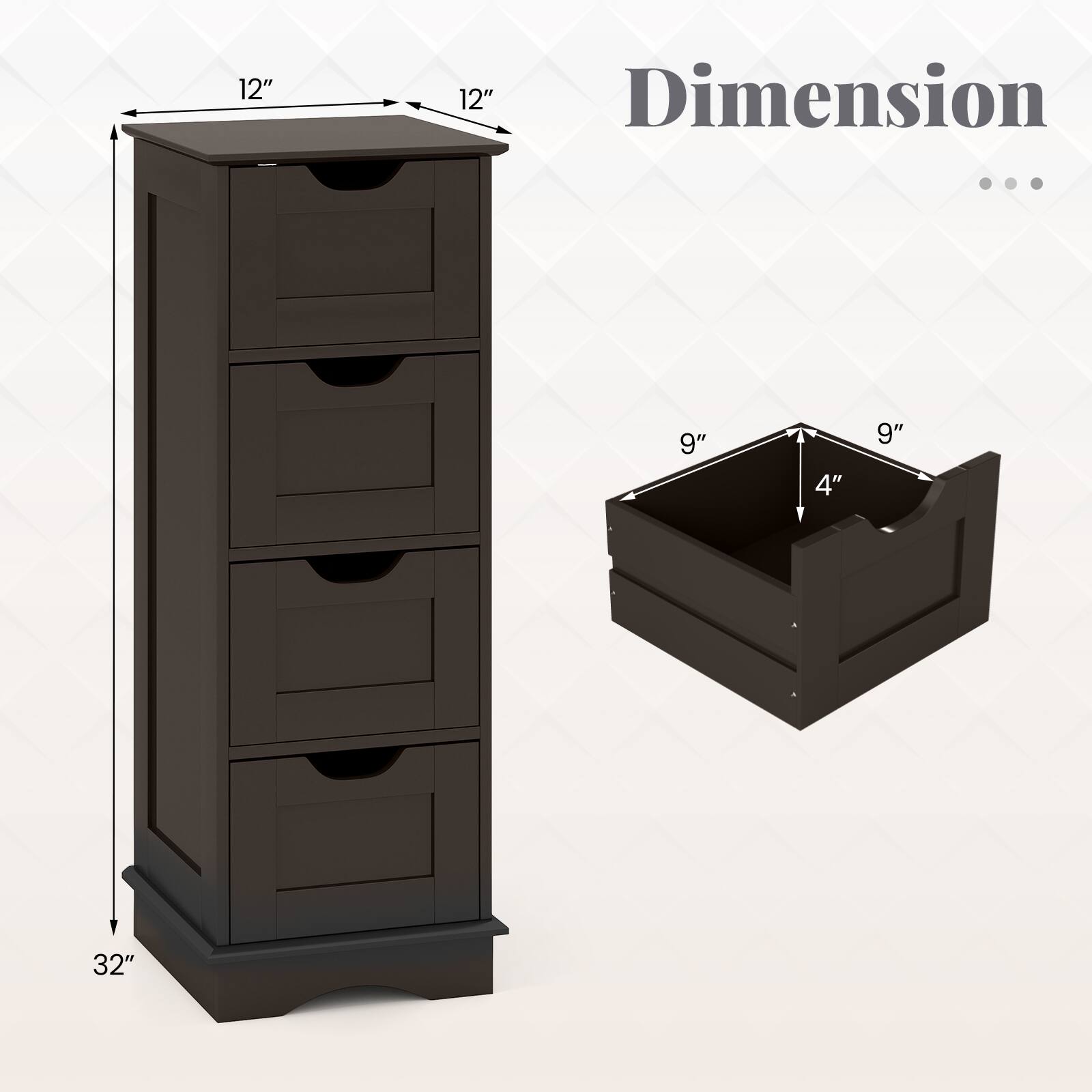 12" Dimension  
...  
9"  
4"  
9"  
32"
