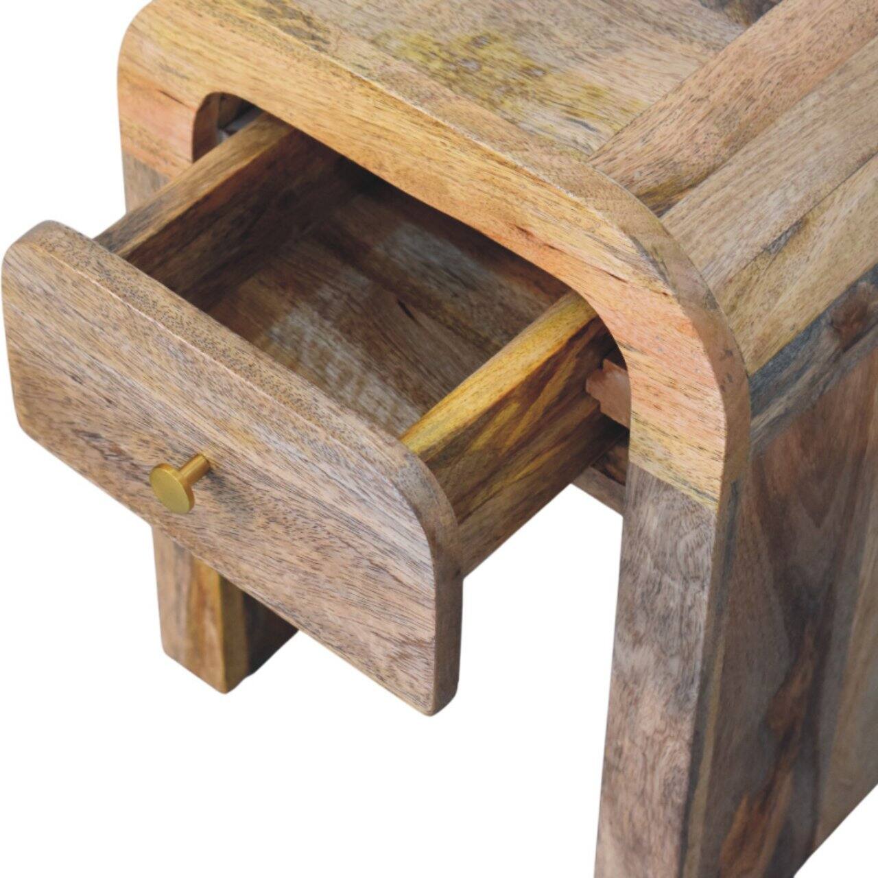Alt View 2. Artisan Furniture - Artisan Furniture Solid Wood Mini Darcy Oak-ish Nightstand with Curved Edges - Oak.