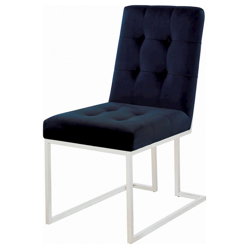 Alt View 3. Coaster Co. of America - Cisco Velvet Upholstered Dining Side Chair Chrome (Set of 2) - Blue.
