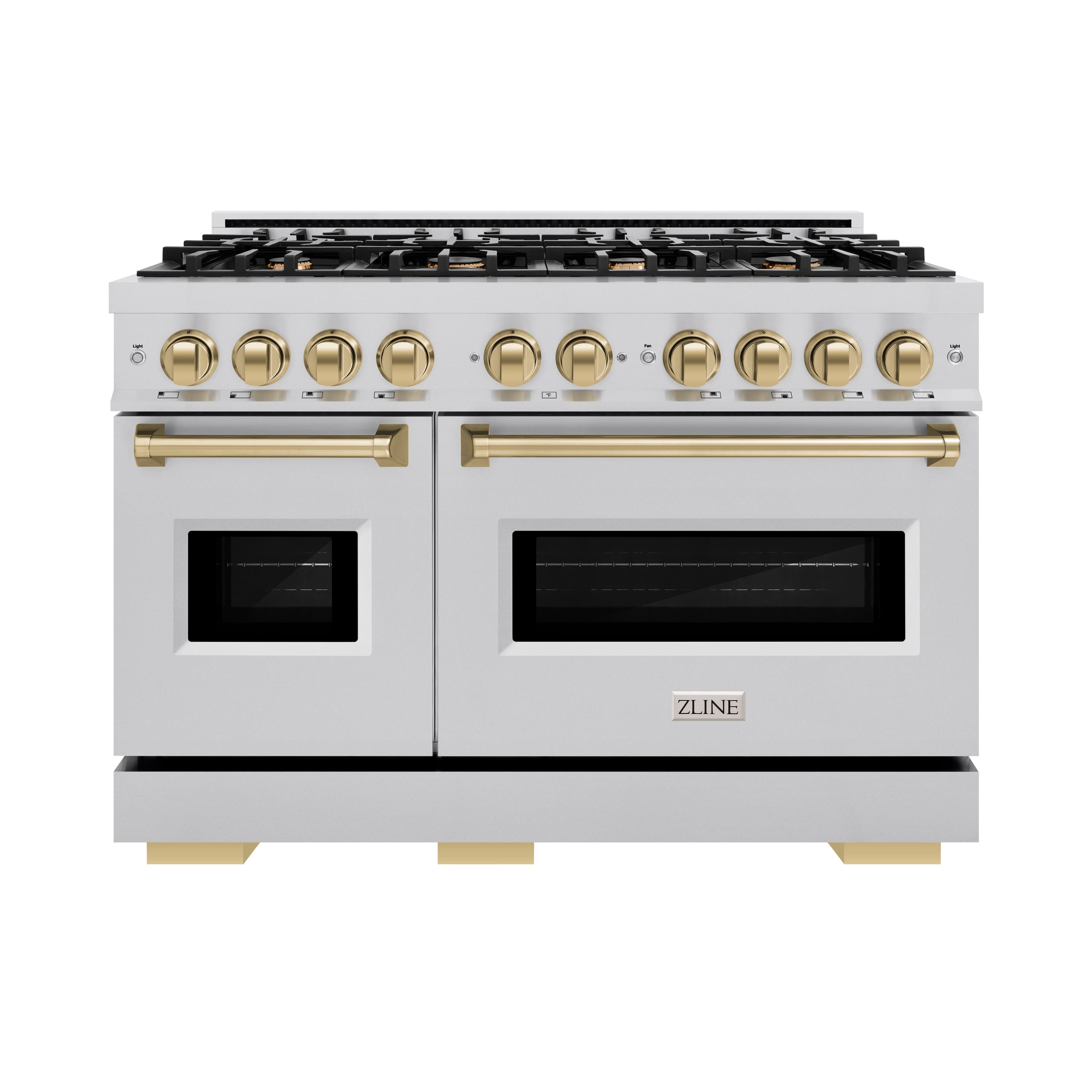 Front. ZLINE - ZLINE Autograph 48" Classic Double Oven Dual Fuel Range w/ Champagne Bronze Accents (CDRZ-48-CB) - Stainless Steel.