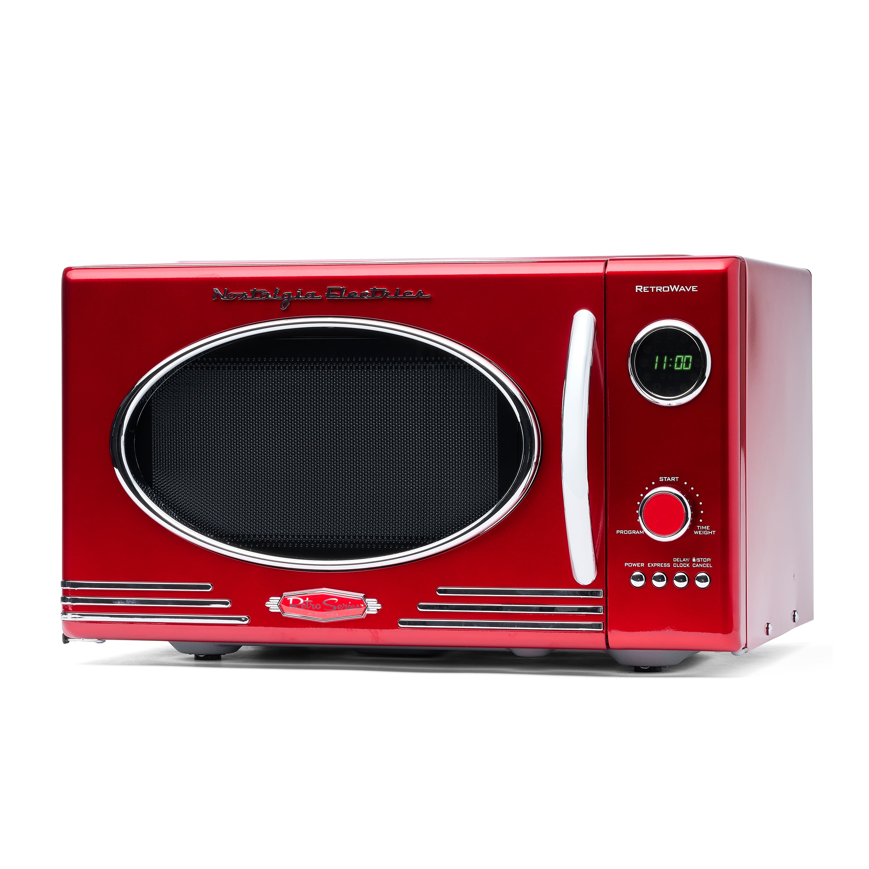 Nostalgia - 0.9 cu. ft. 800-Watt Retro Microwave Oven - Retro Red