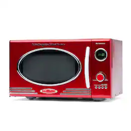 Nostalgia - 0.9 cu. ft. 800-Watt Retro Microwave Oven - Retro Red