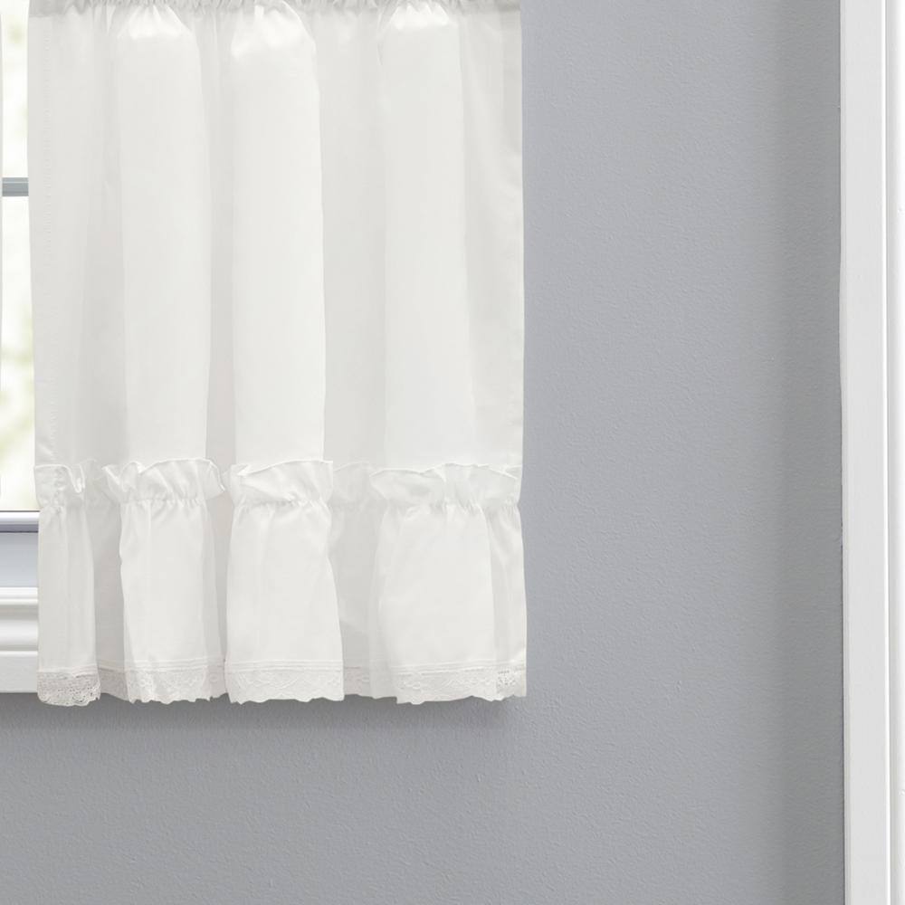 Left. Ellis Curtain - Ellis Curtain Madelyn Ruflled Victorian 1.5" Rod Pocket Window Curtain Tiers 82"x30" Natural - Natural.