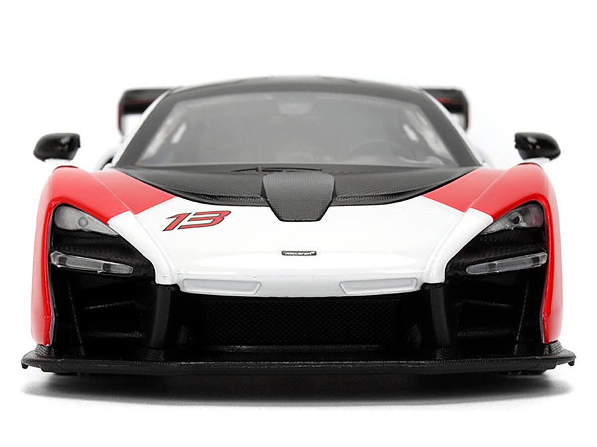 Alt View 1. Jada - McLaren Senna Red and White with Carbon Hood and Top "HyperSpec" Series 1/24 - Red and White.