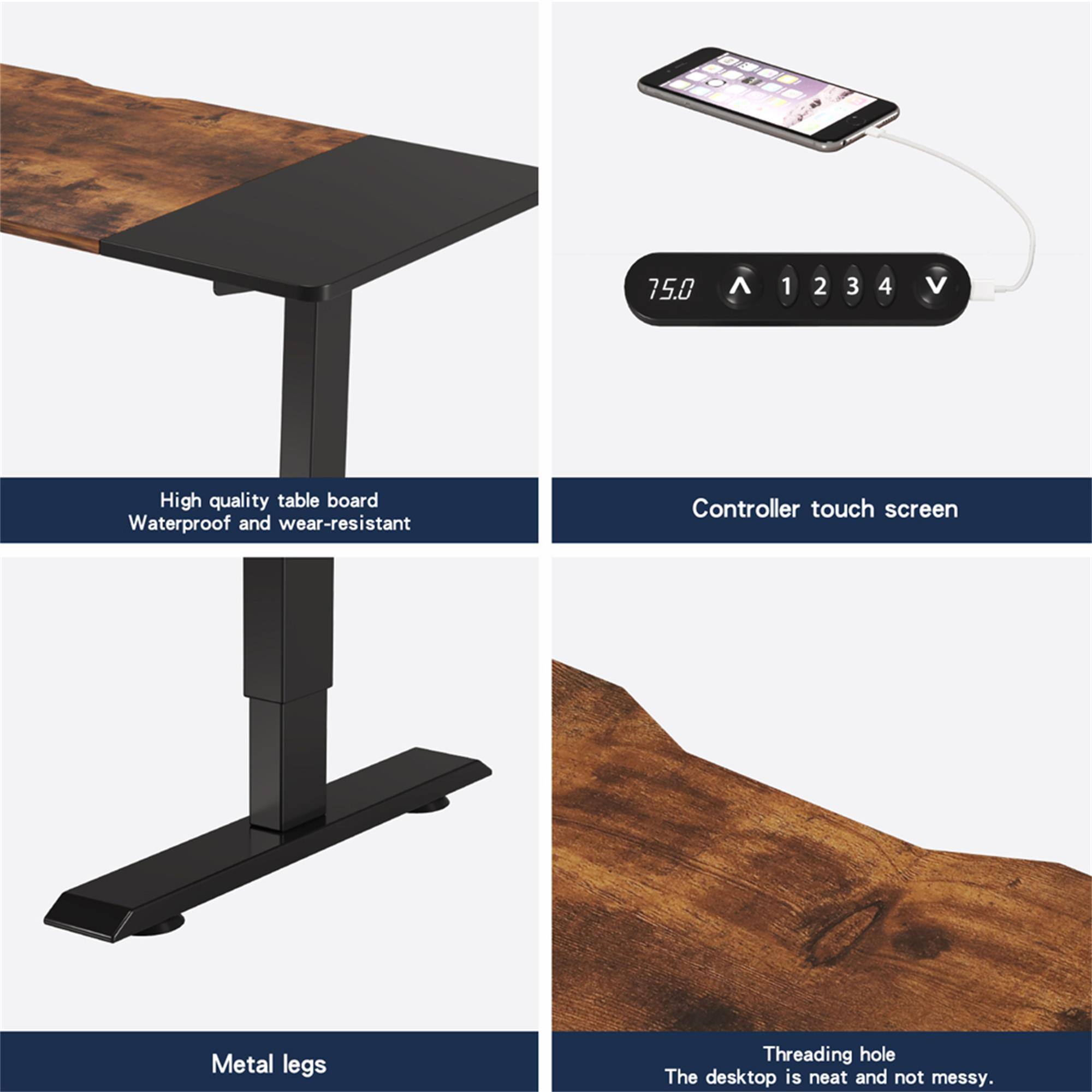 15.0

1
2
3
4
V

High quality table board Waterproof and wear-resistant
Controller touch screen
Metal legs
Threading hole The desktop is neat and not messy.