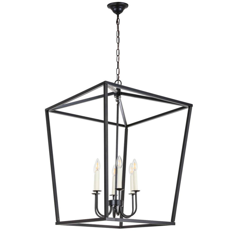 Alt View 1. Living District - Maddox 6 light Black chandelier - Black.