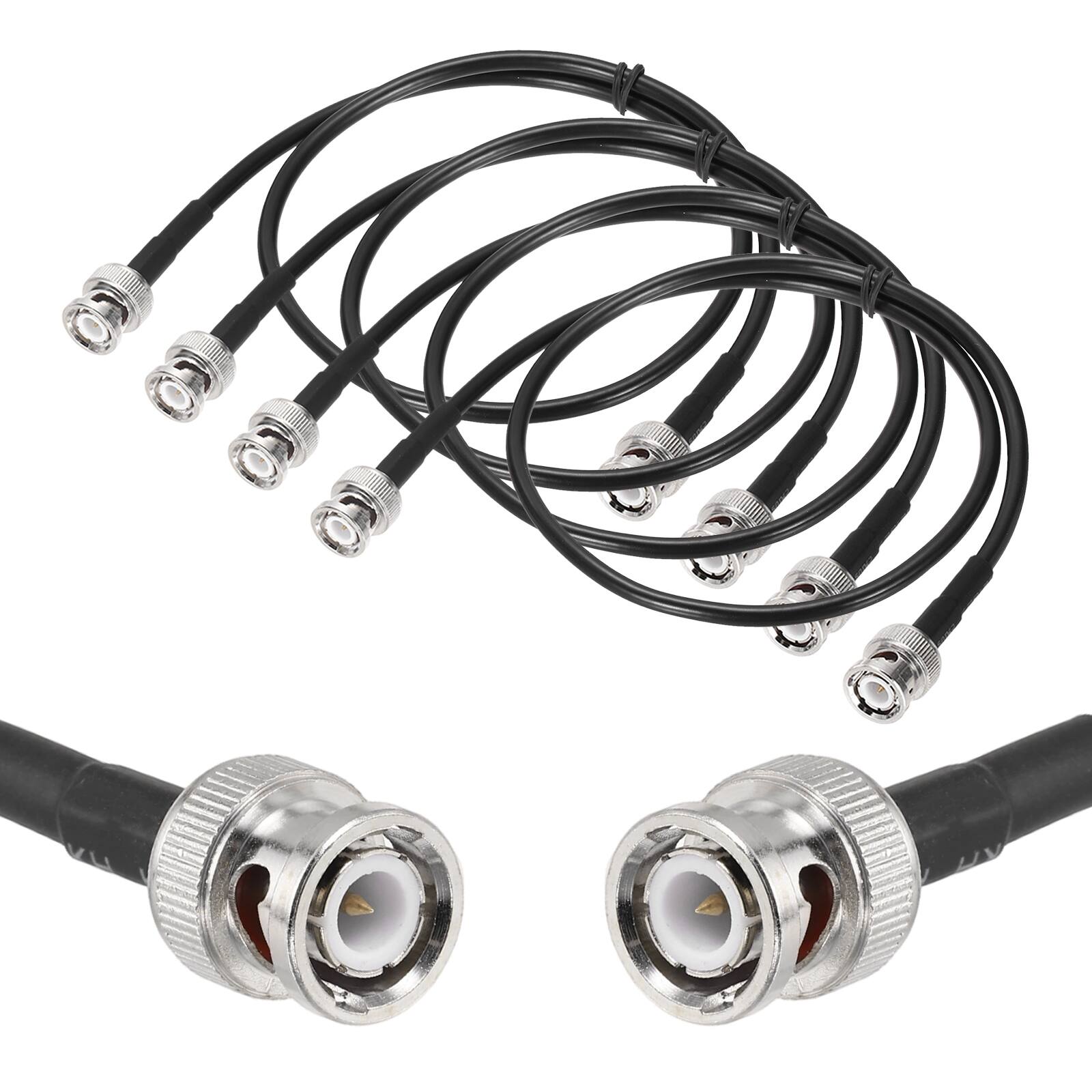 Front. Unique Bargains - 4pcs RG58 Coaxial Cable BNC Male to BNC Male 50 Ohm 1.7ft - Black.