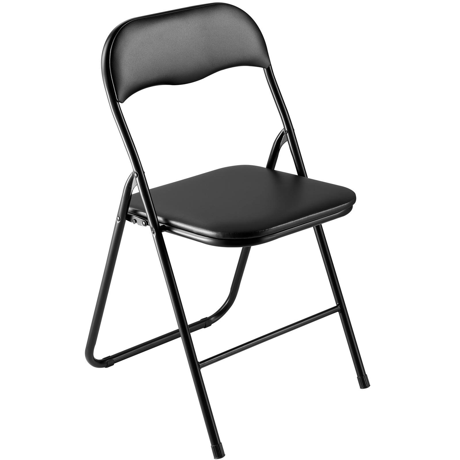 Alt View 5. VEVOR - 4 Pack Folding Chairs, Foldable Leather Chairs with Heavy Duty Metal Frame & Padded Cushion - Black.